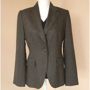 Banana Republic Blazer Women's Dark Grey Long Sleeve Wool Blend Size 8 EUC